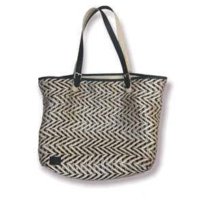 Tom's Large Burlap & Leather Convertible Tote, Beach Bag, Overnight Handbag